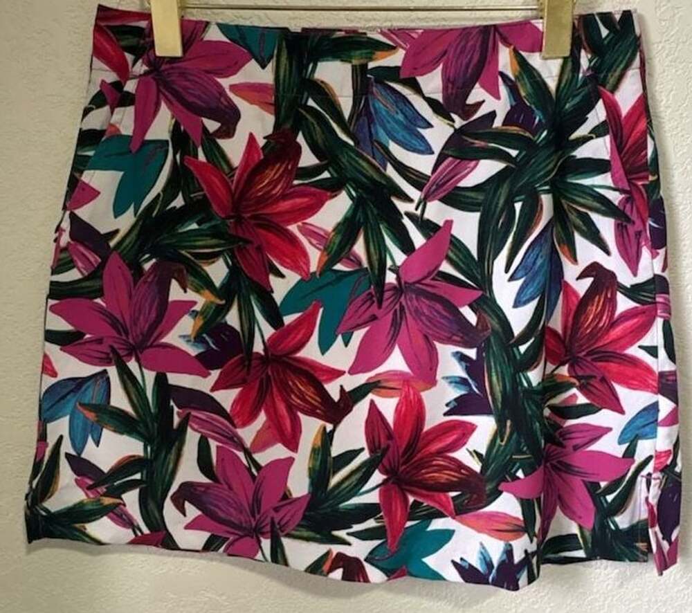 Lady Hagen Floral Golf Skort Size 6 Pink Green Tropical Skirt